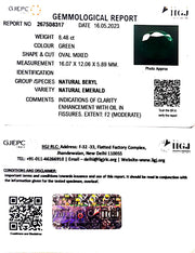 8.48/CT Natural Panna Stone with Govt. Lab Certificate (34410)